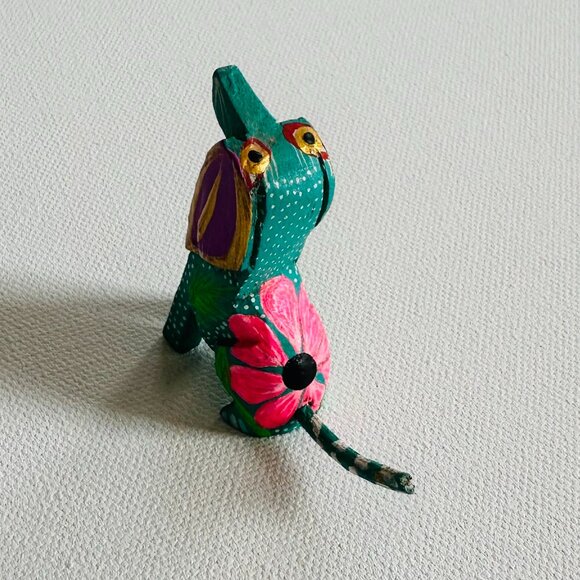 Hand-Painted Mexican Alebrije Dog Figurine — Artisan Folk Art — 2x2" - Picture 2 of 3